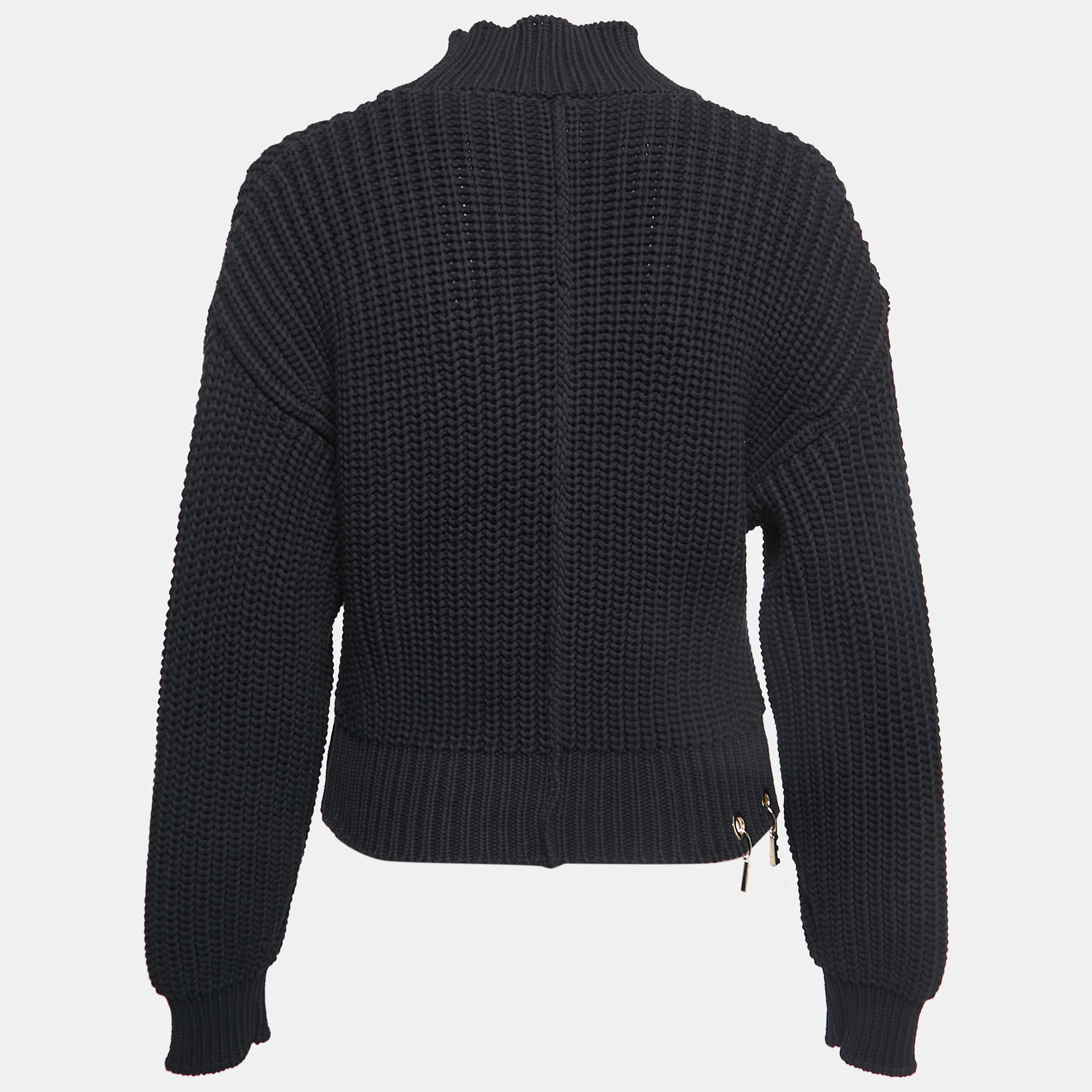 

Versus Versace Black Rib Knit Logo Charm Detail Sweater