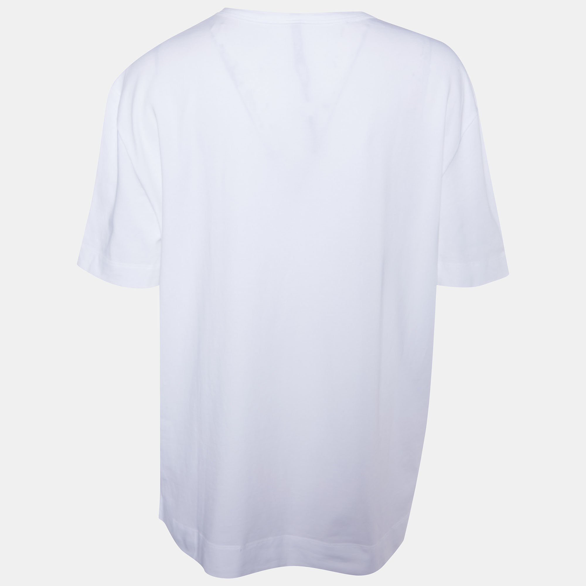 

Versus Versace White Lion Head Printed Cotton Knit T-Shirt