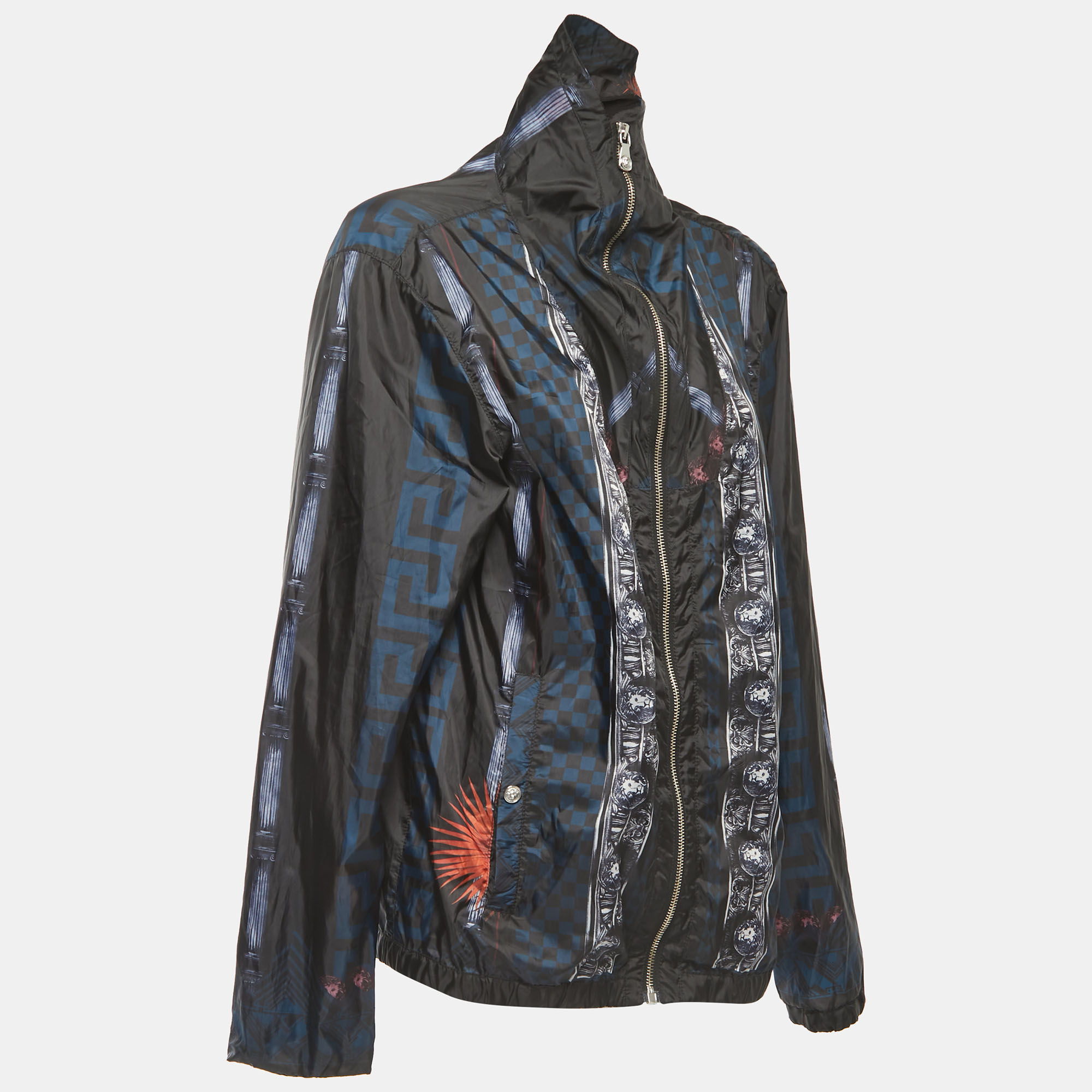 

Versus Versace Black All-Over Print Synthetic Zip Front Jacket