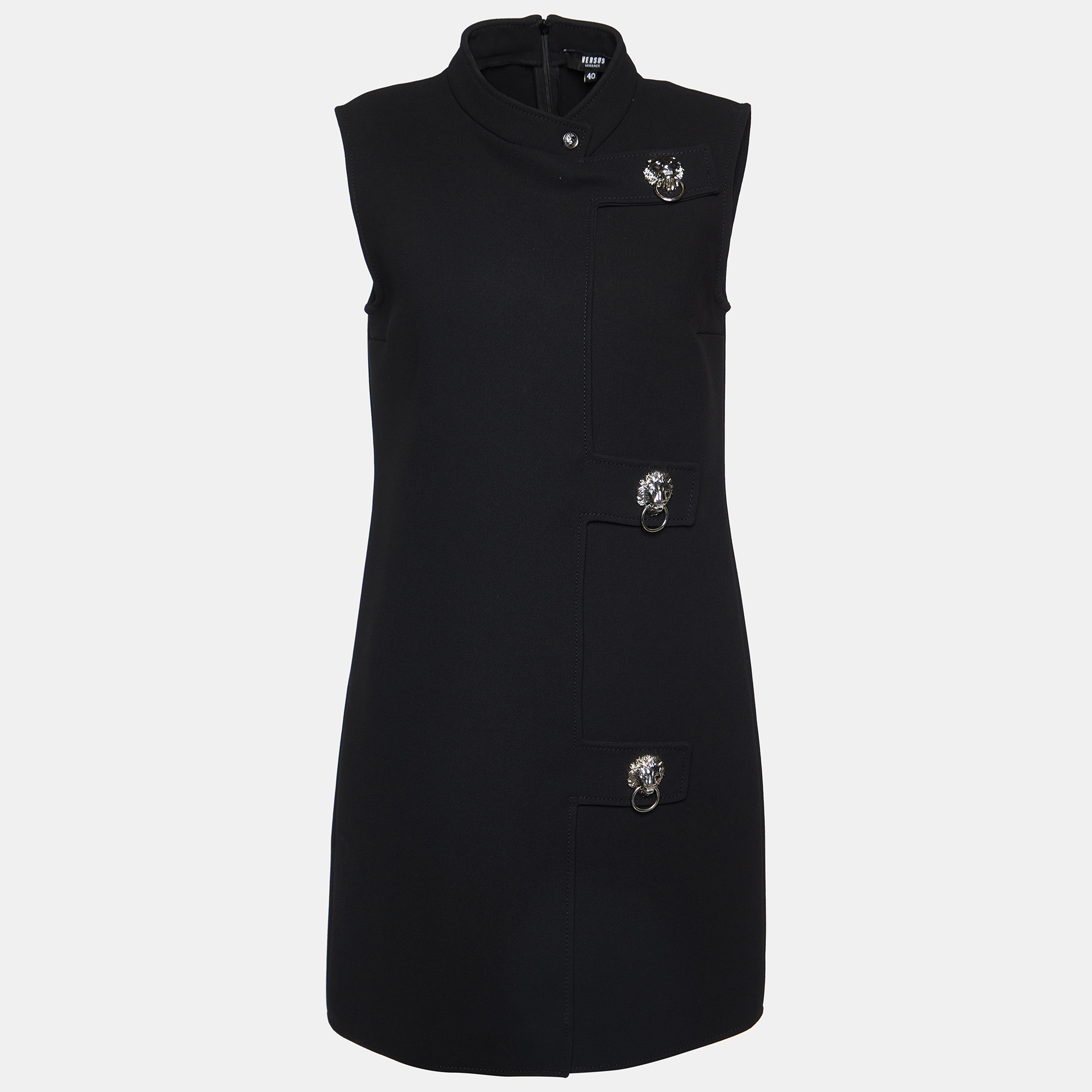 

Versus Versace Black Crepe Logo Detail Sleeveless Mini Dress