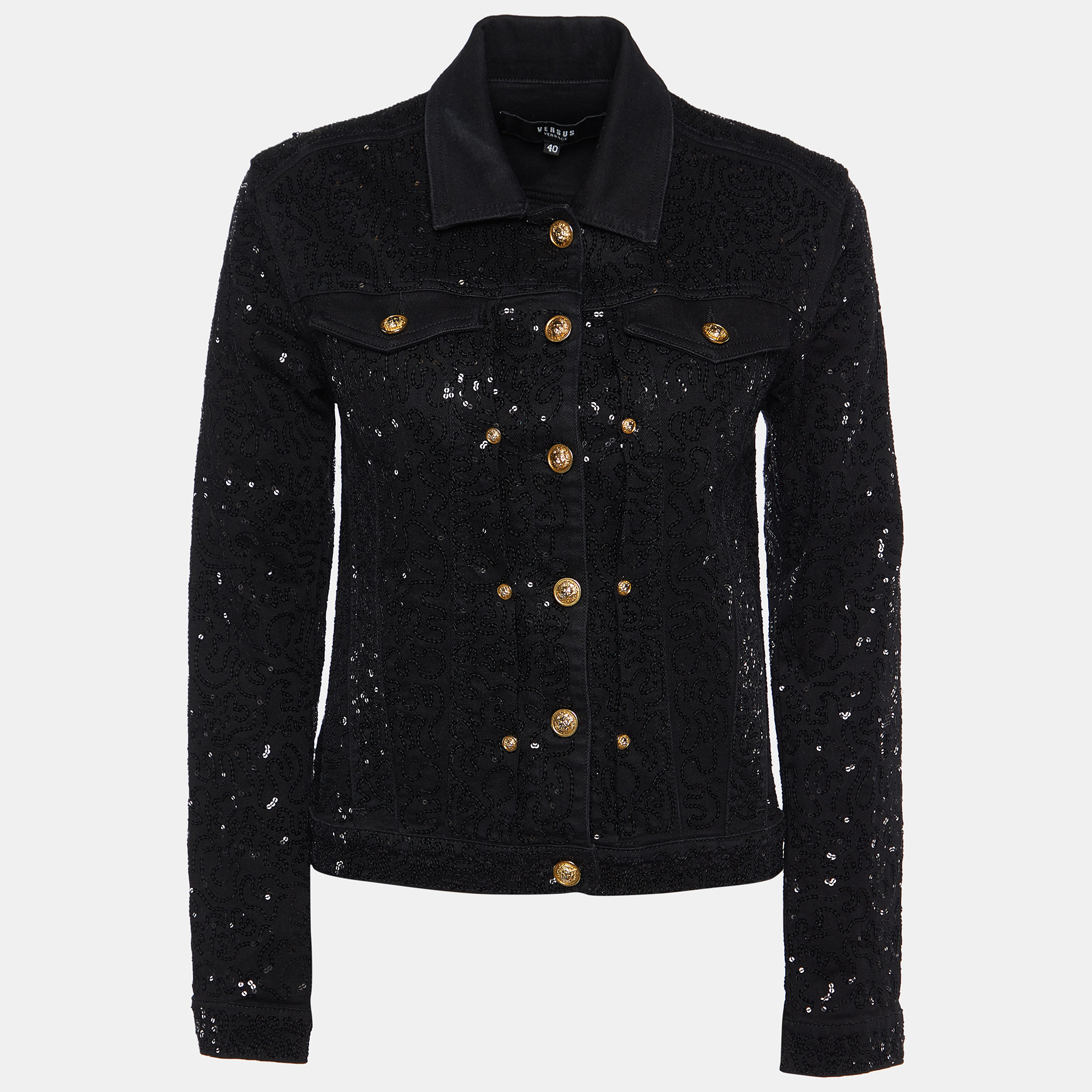 

Versus Versace Black Denim Sequined Jacket