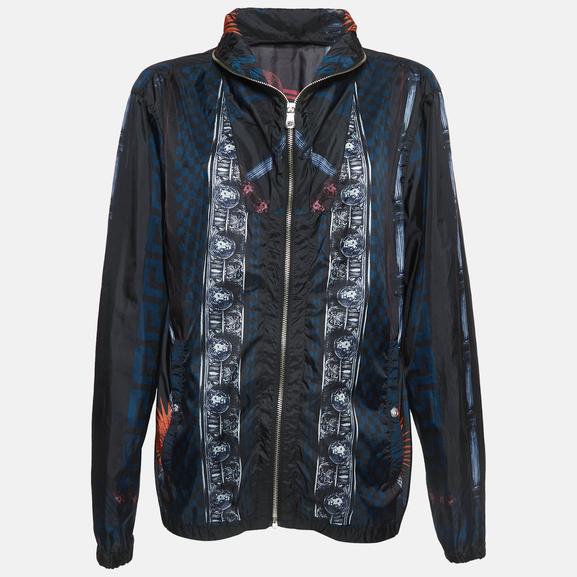 

Versus Versace Multicolor Printed Synthetic Zip Front Jacket XL