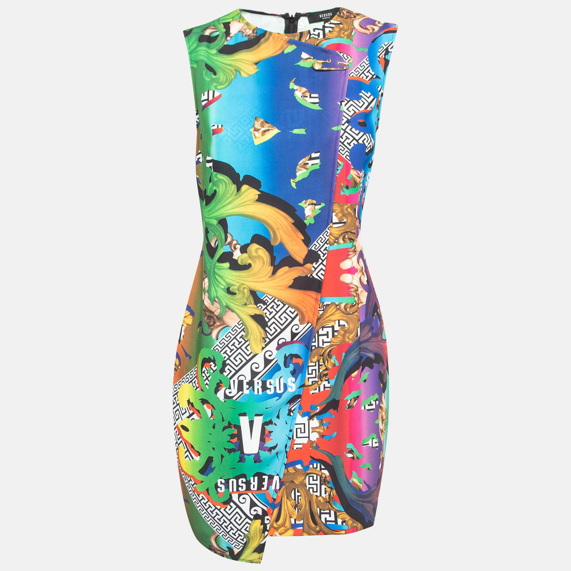 

Versus Versace Multicolor Baroque Print Crepe Short Dress M