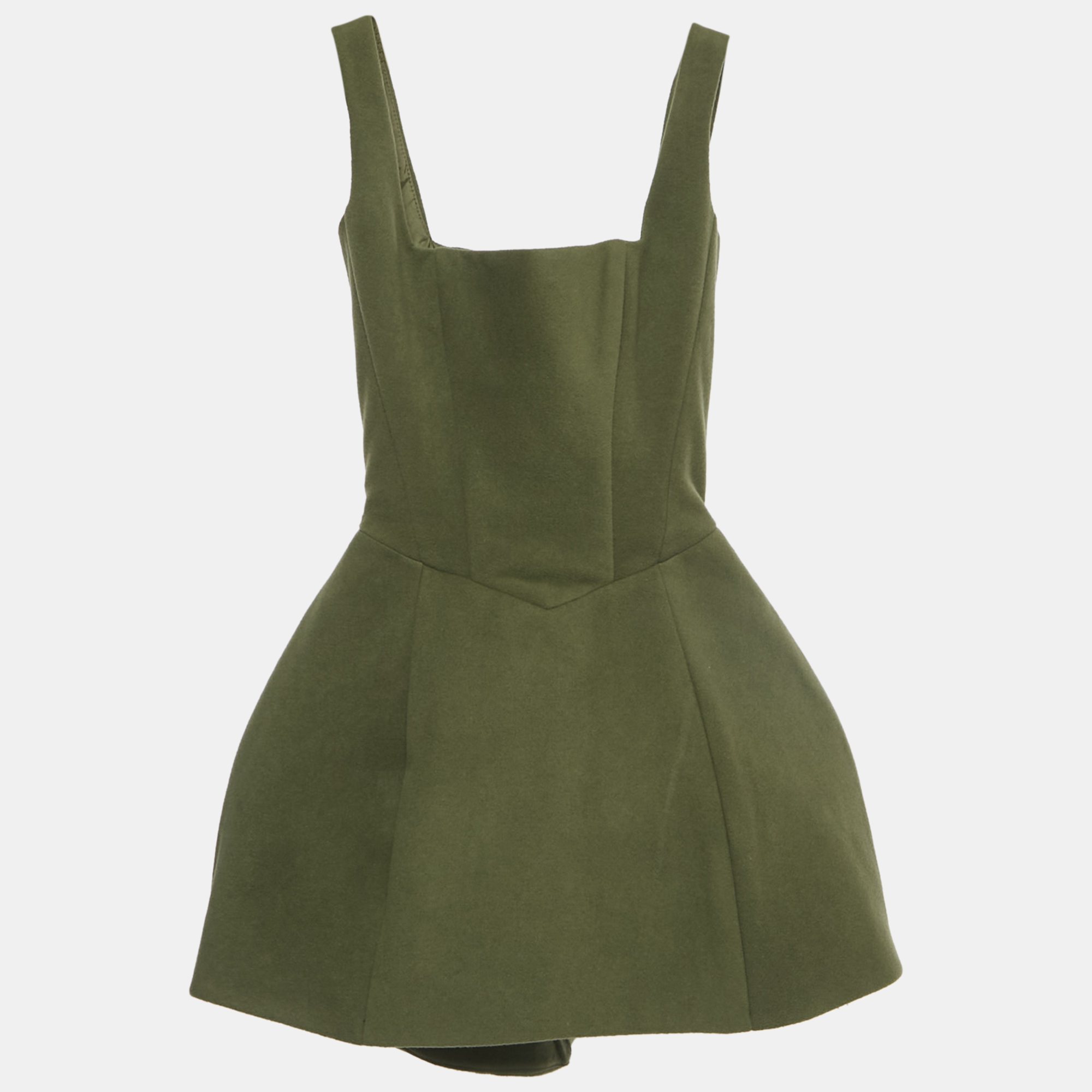 

Vestiaire d'un Oiseau Libre Green Felt Flared Mini Dress XXS