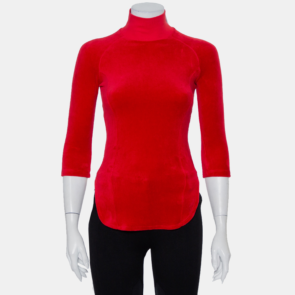 Pre-owned Vetements X Juicy Couture Red Velour Turtleneck Top M