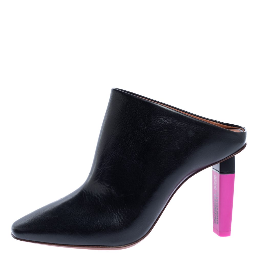 

Vetements Black/Pink Leather Gypsy Highlighter Heel Mule Size
