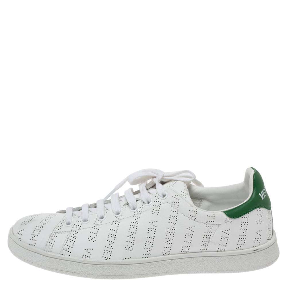 

Vetements White Perforated Leather Low Top Sneakers Size