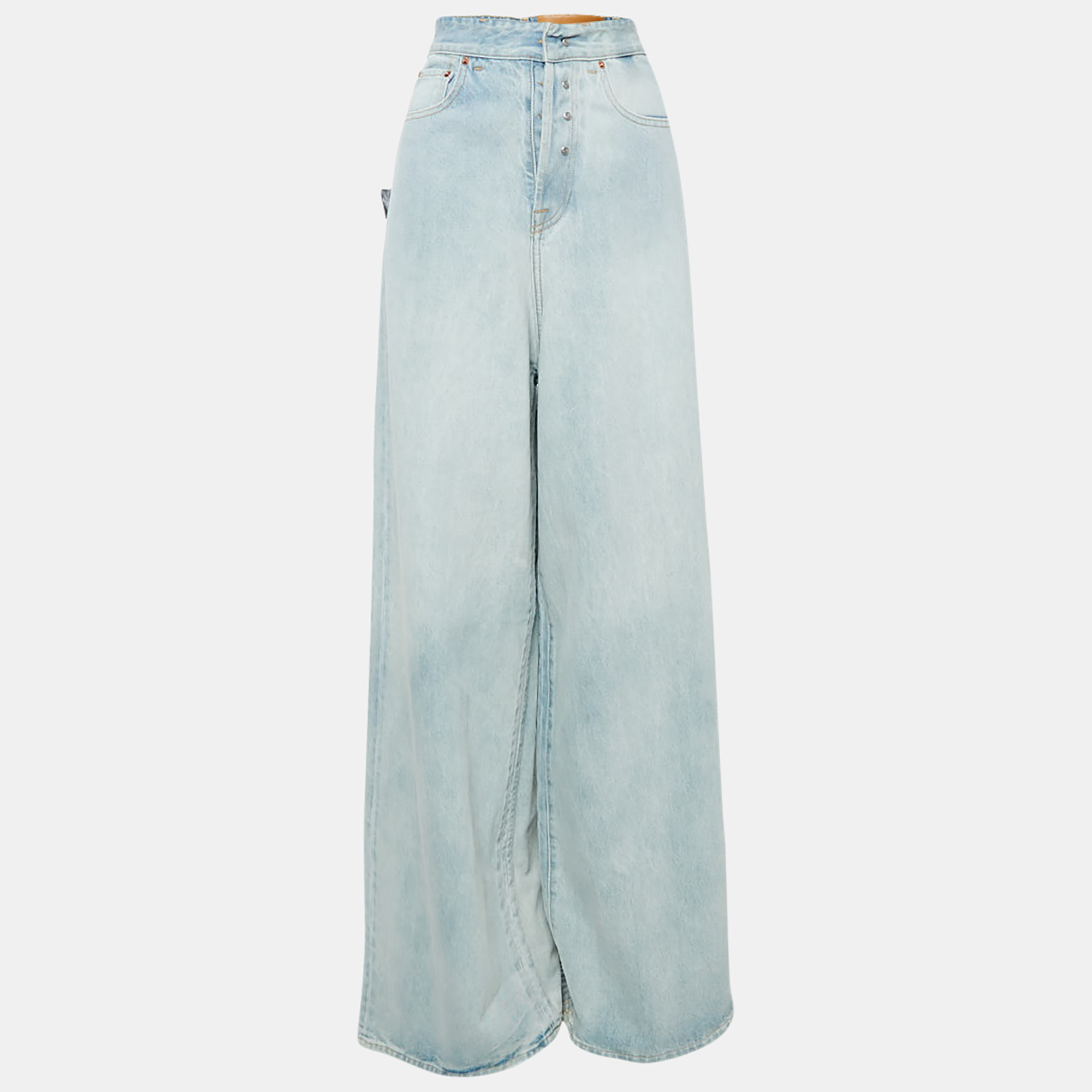 

Vetements Blue Denim Inside Out Wide-Leg Garderobe Jeans S Waist 26"