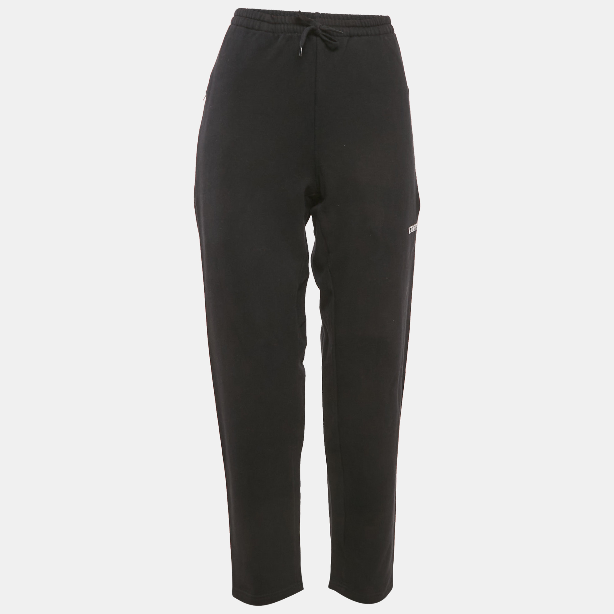 Pre-owned Vetements Black Logo Embroidered Cotton Knit Sweatpants M