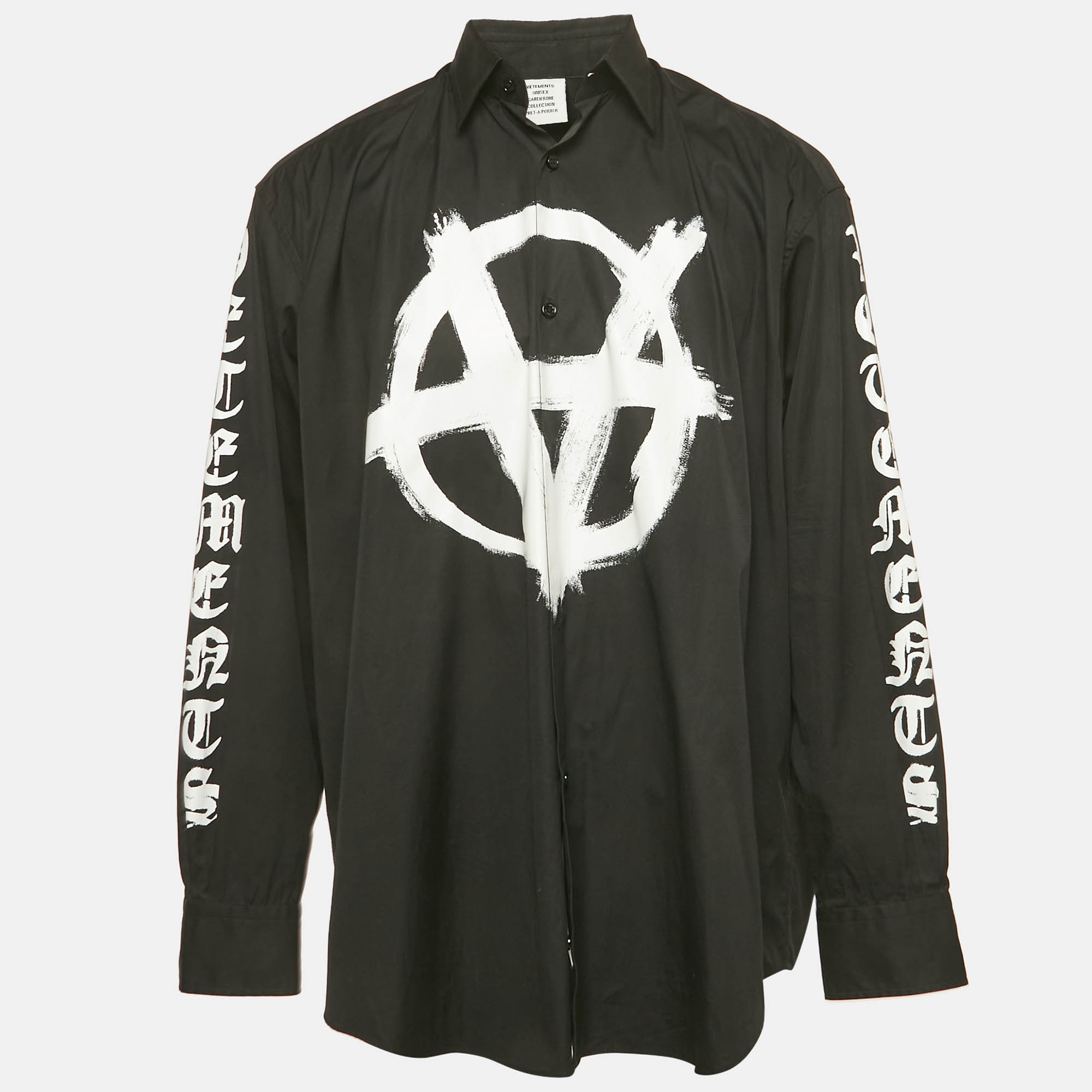 

Vetements Unisex Printed Poplin Oversized Shirt S, Black