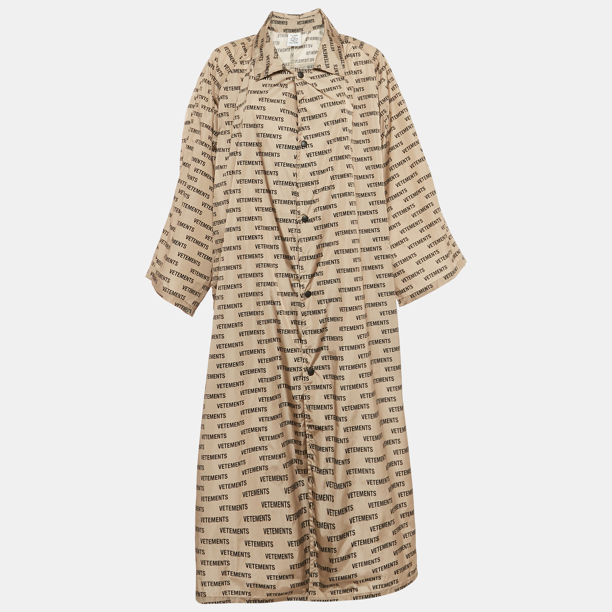 

Vetements Beige Logo Print Shell Raincoat