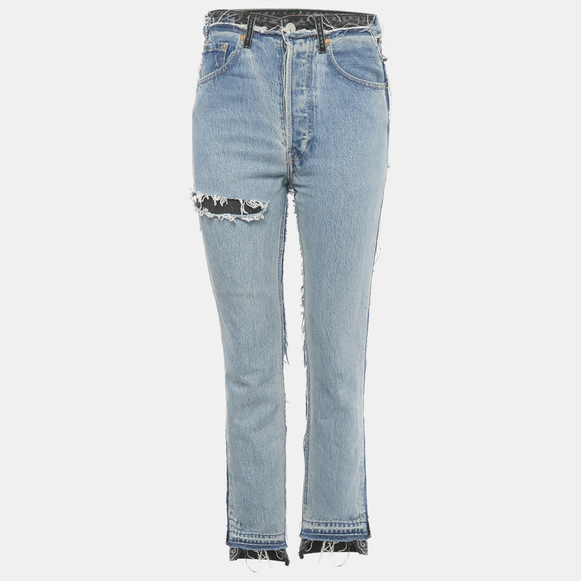 

Vetements X Levi's Blue /Black Patchwork Denim Distressed Jeans S Waist 26"