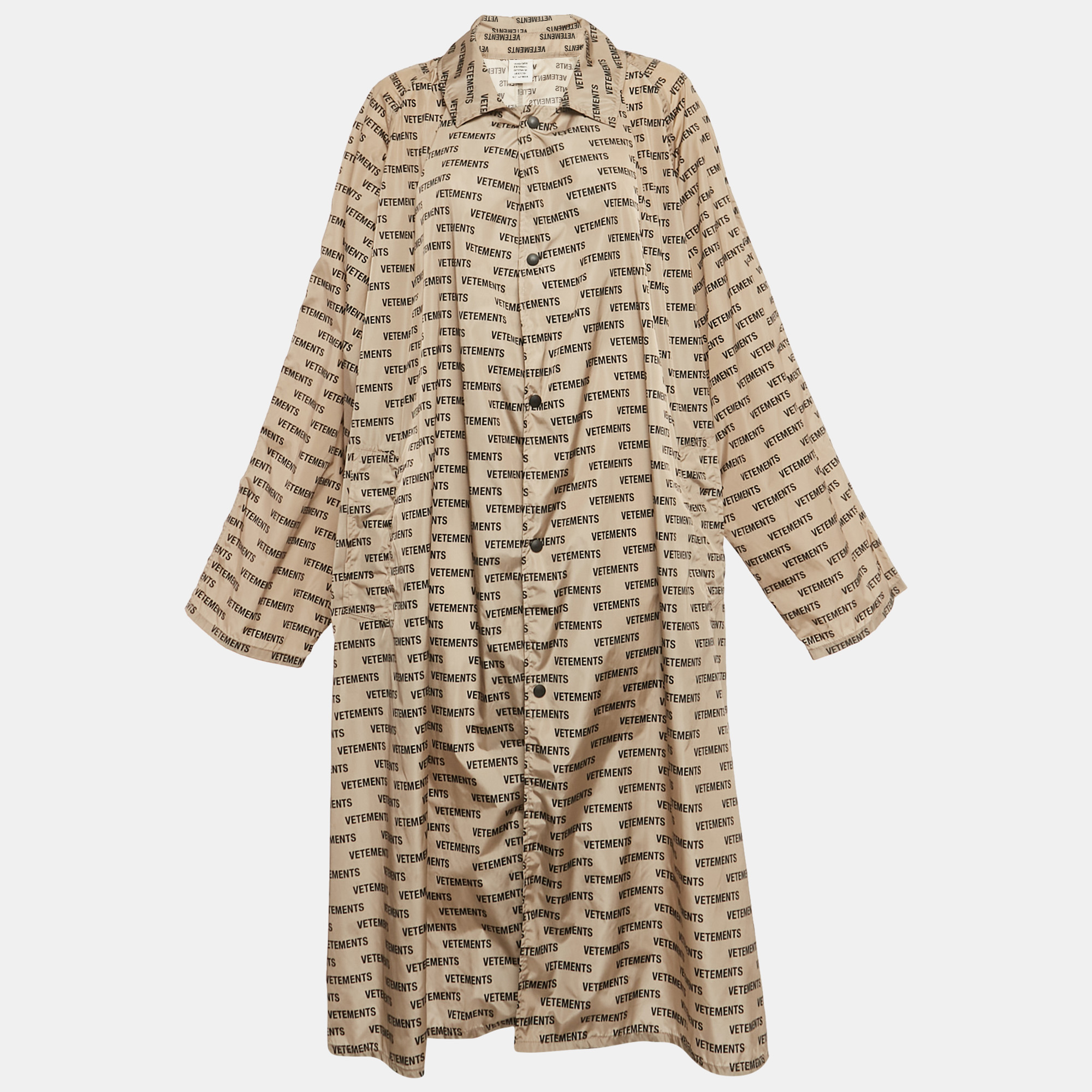 

Vetements Beige Logo Print Nylon Shell Raincoat XS