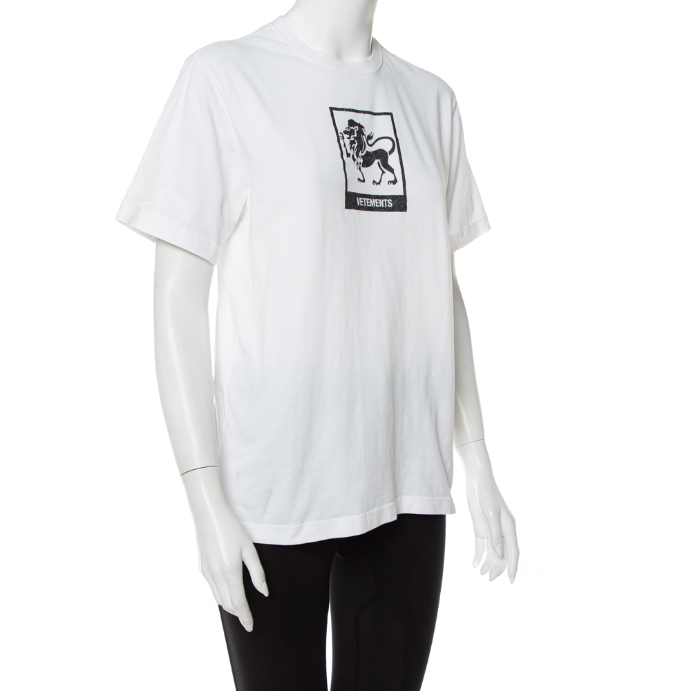 

Vetements White Leo Zodiac Printed Cotton Crewneck T-Shirt