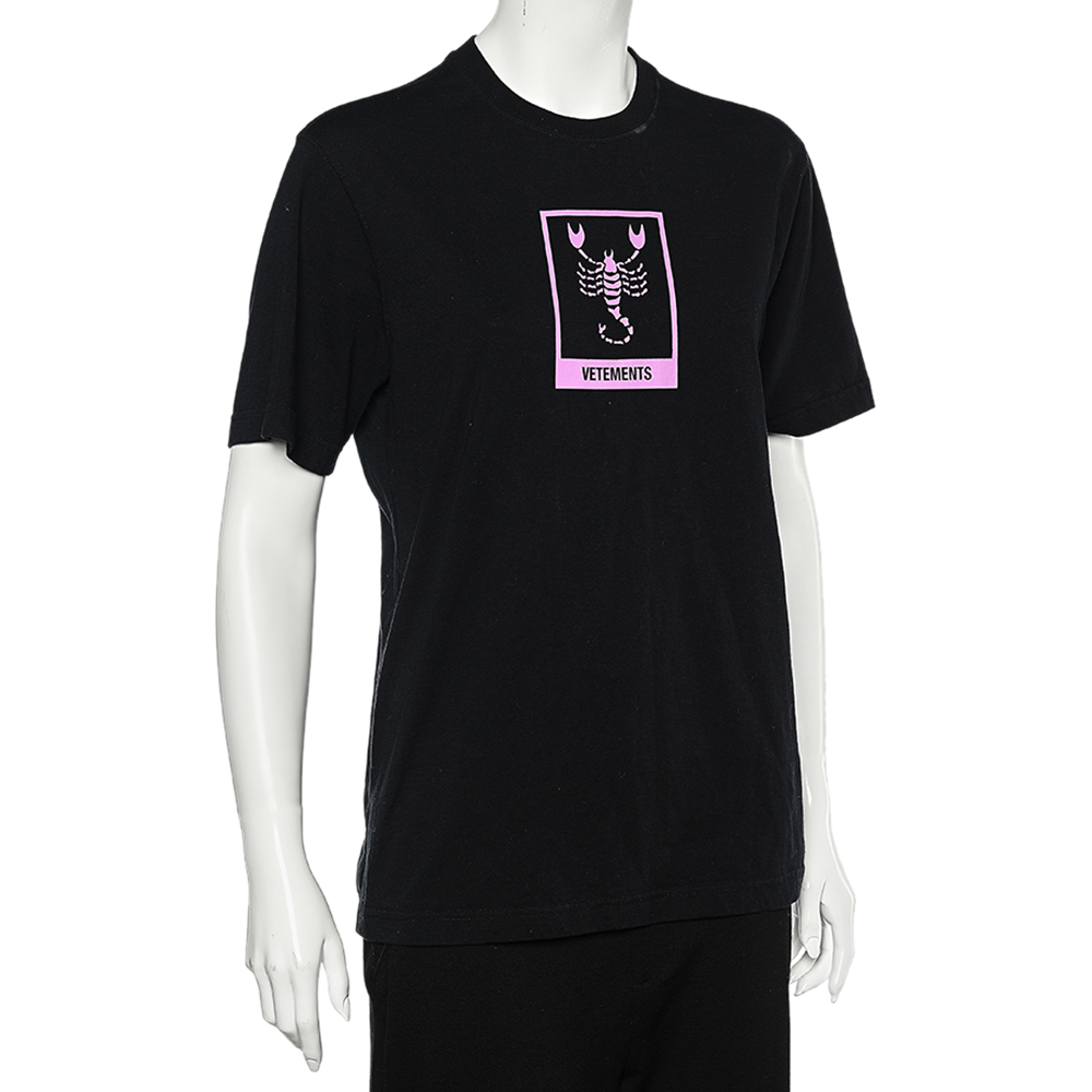 

Vetements Black Printed Cotton Knit Crewneck T- Shirt