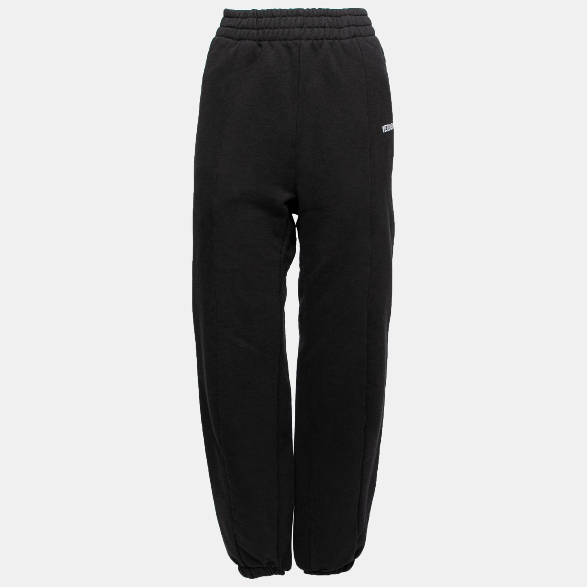 Pre-owned Vetements Black Rib Knit Elasticized Waist Trousers M