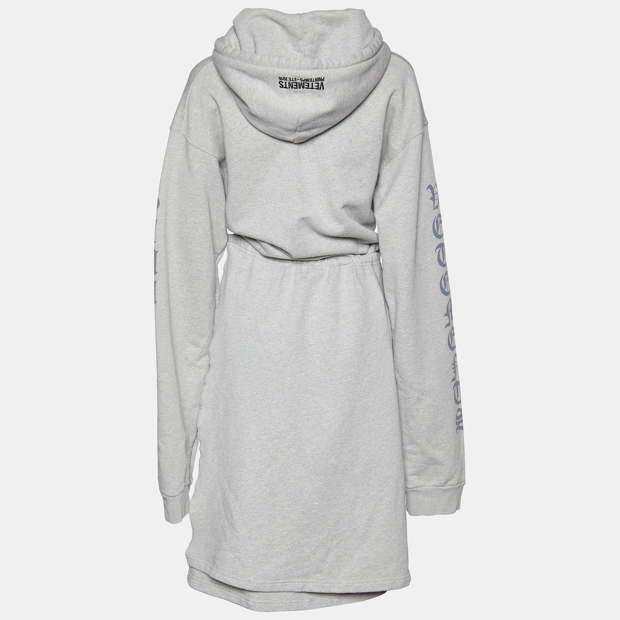 

Vetements Light Grey Cotton Knit Hooded Sweater Dress