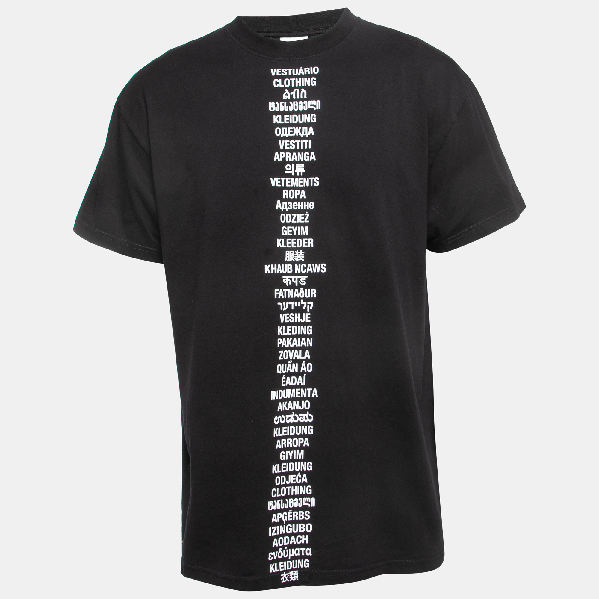 

Vetements Black Languages Print Cotton Crew Neck Half Sleeve T-Shirt XS