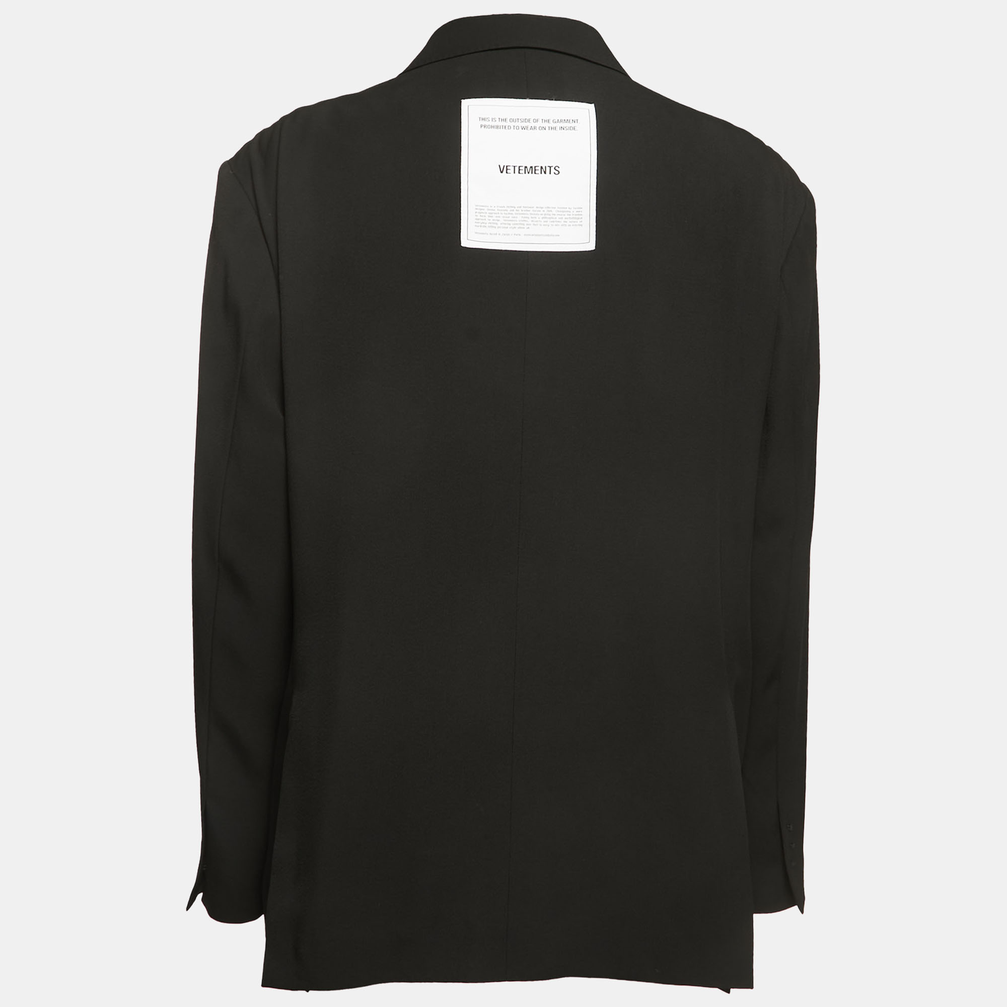 

Vetements Black Crepe Single Breasted Oversized Blazer