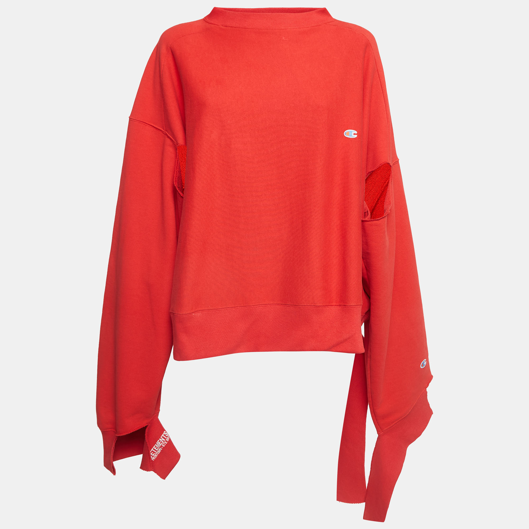 

Vetements x Champion Red Cotton Blend Destroyed Oversize Sweatshirt