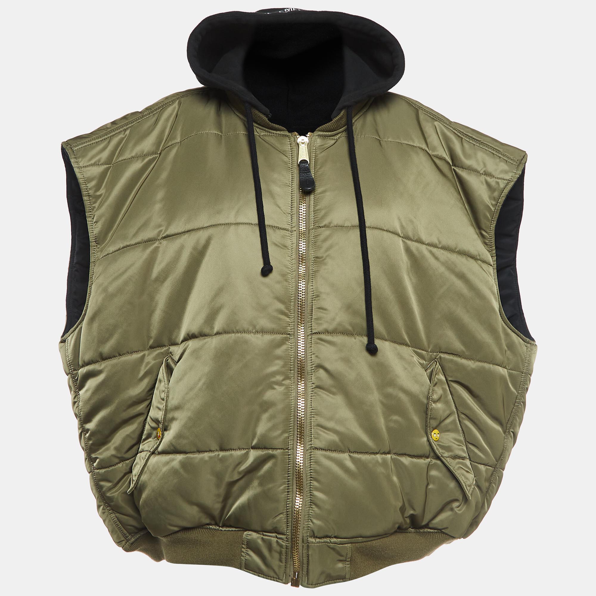 

Vetements Green/Black Synthetic Reversible Oversized Puffer Vest
