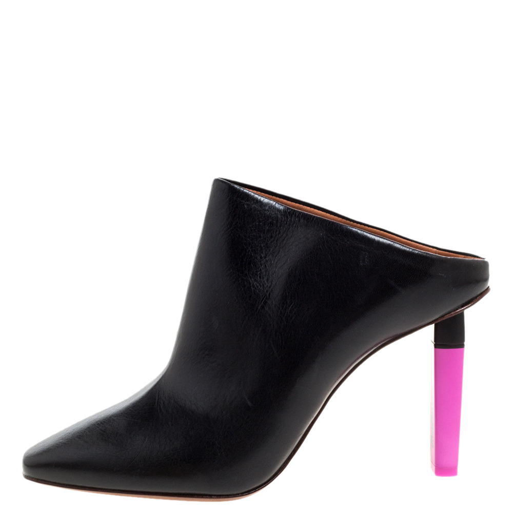 

Vetements Black/Pink Leather Gypsy Highlighter Heel Mules Size