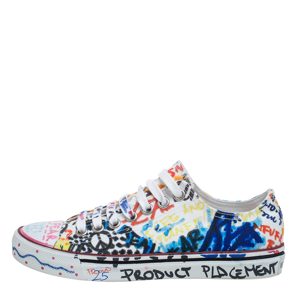 

Vetements White Canvas Graffiti Sneakers Size, Multicolor