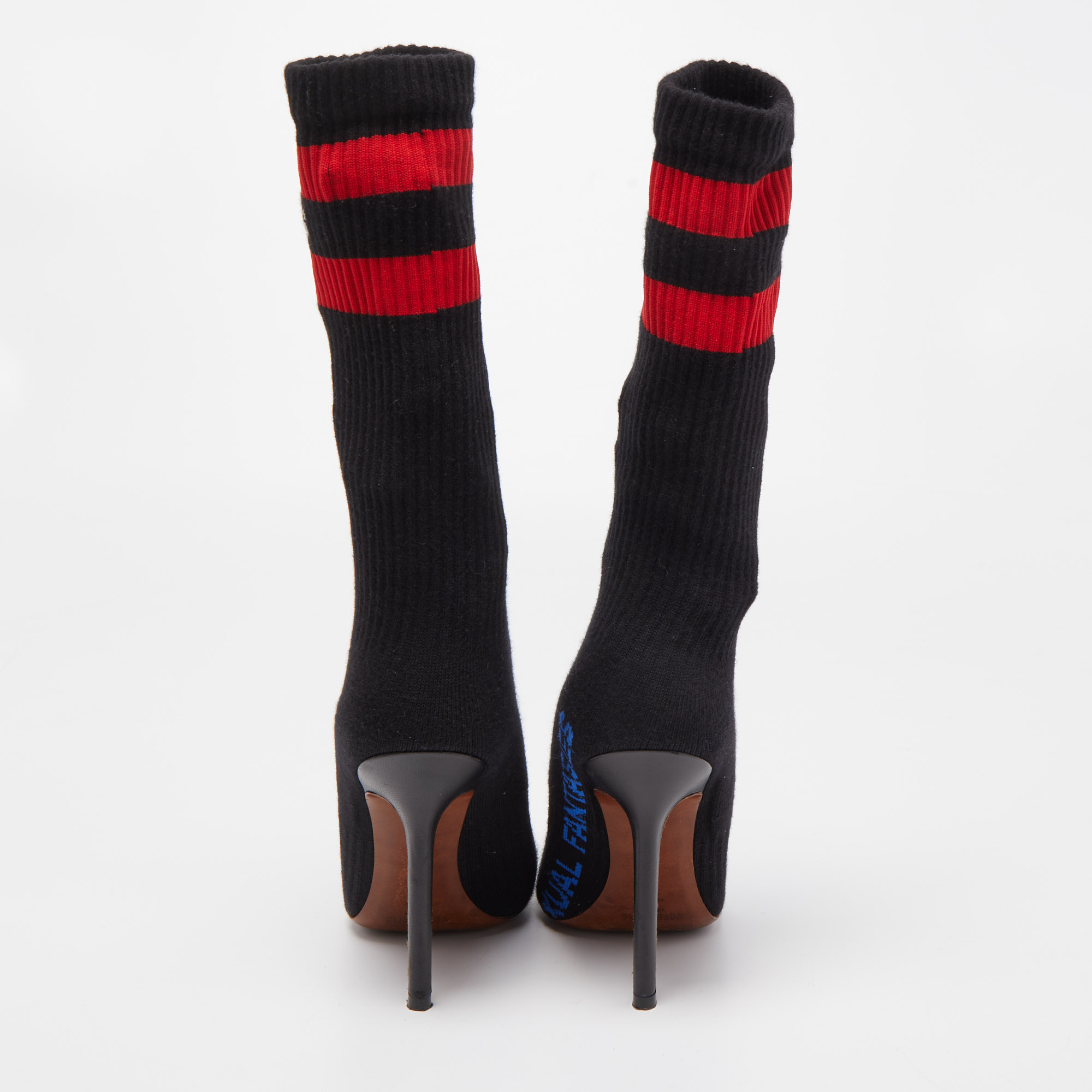 Louis Vuitton Blue/Black Knit Fabric Sock Boots Size 37