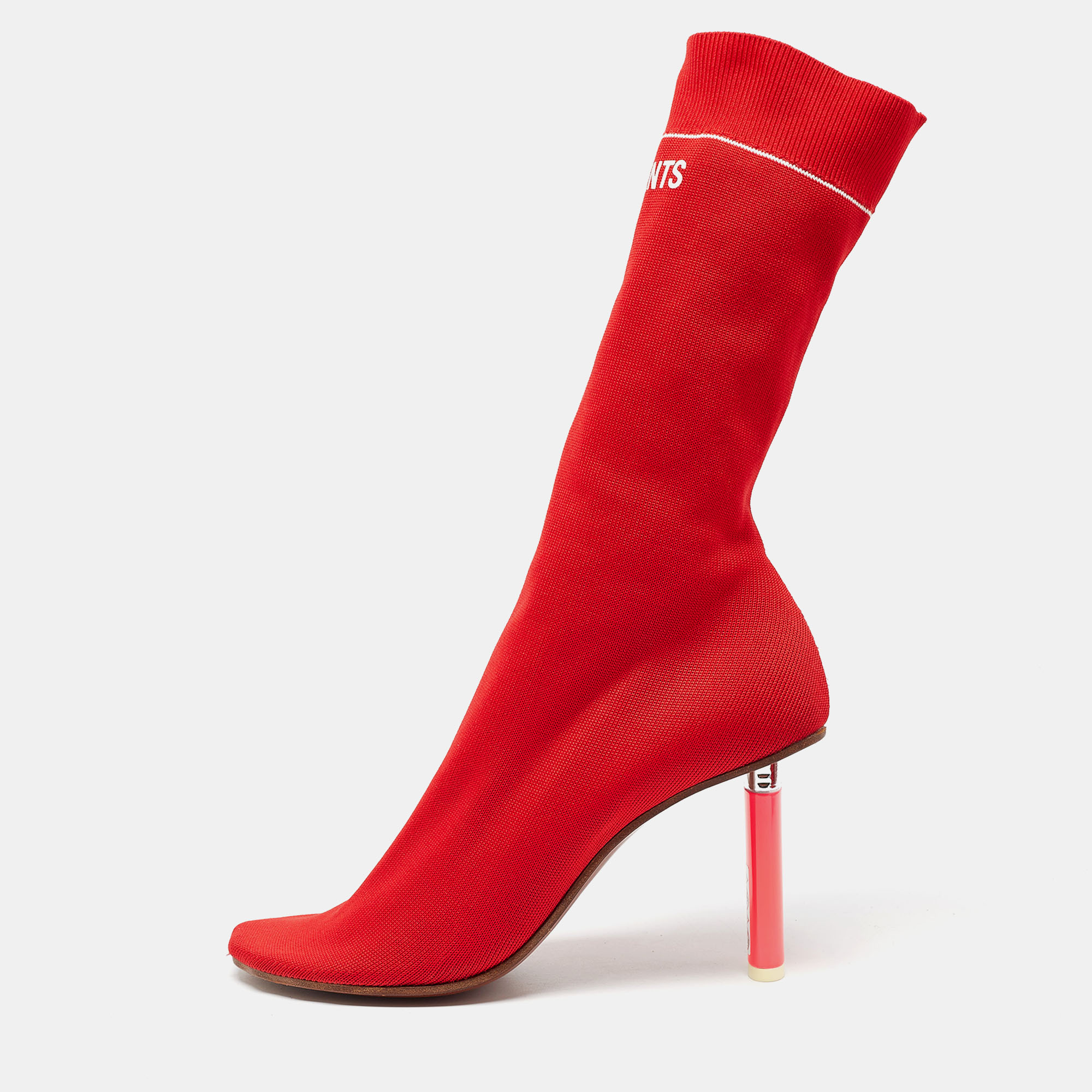 

Vetements Red Knit Fabric Sock Boots Size