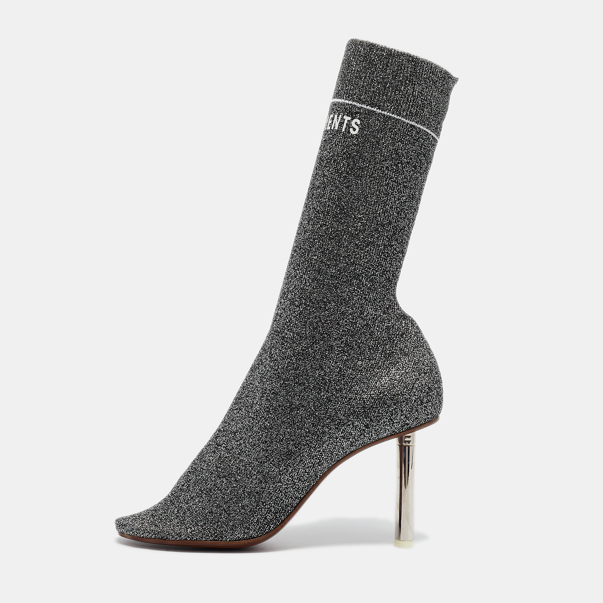 

Vetements Silver Lurex Fabric Sock Ankle Boots Size