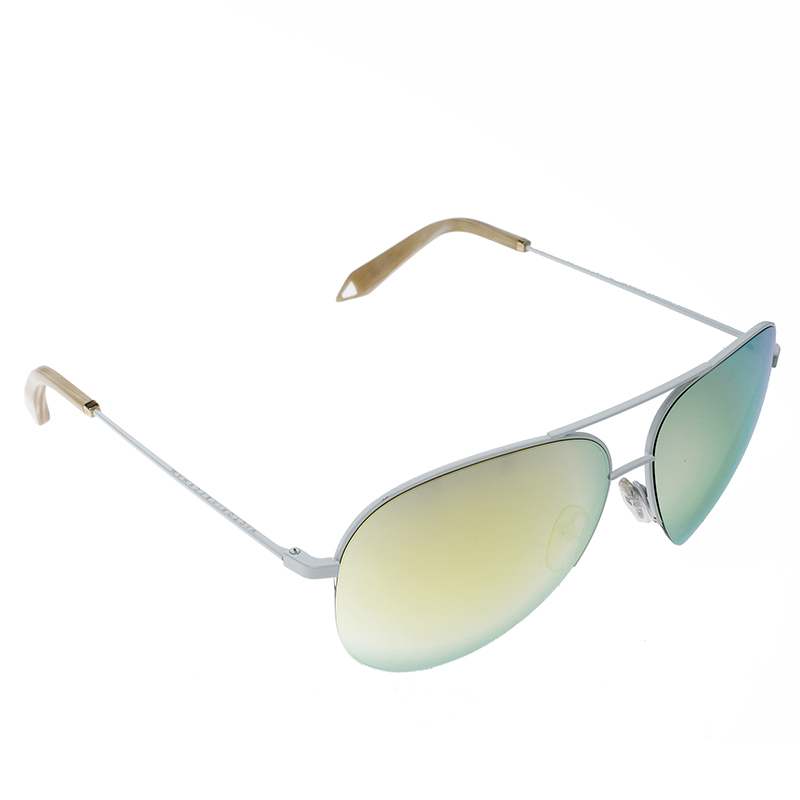 Victoria Beckham White/Gold Mirrored VBS90 C6 Classic Victoria Sunglasses