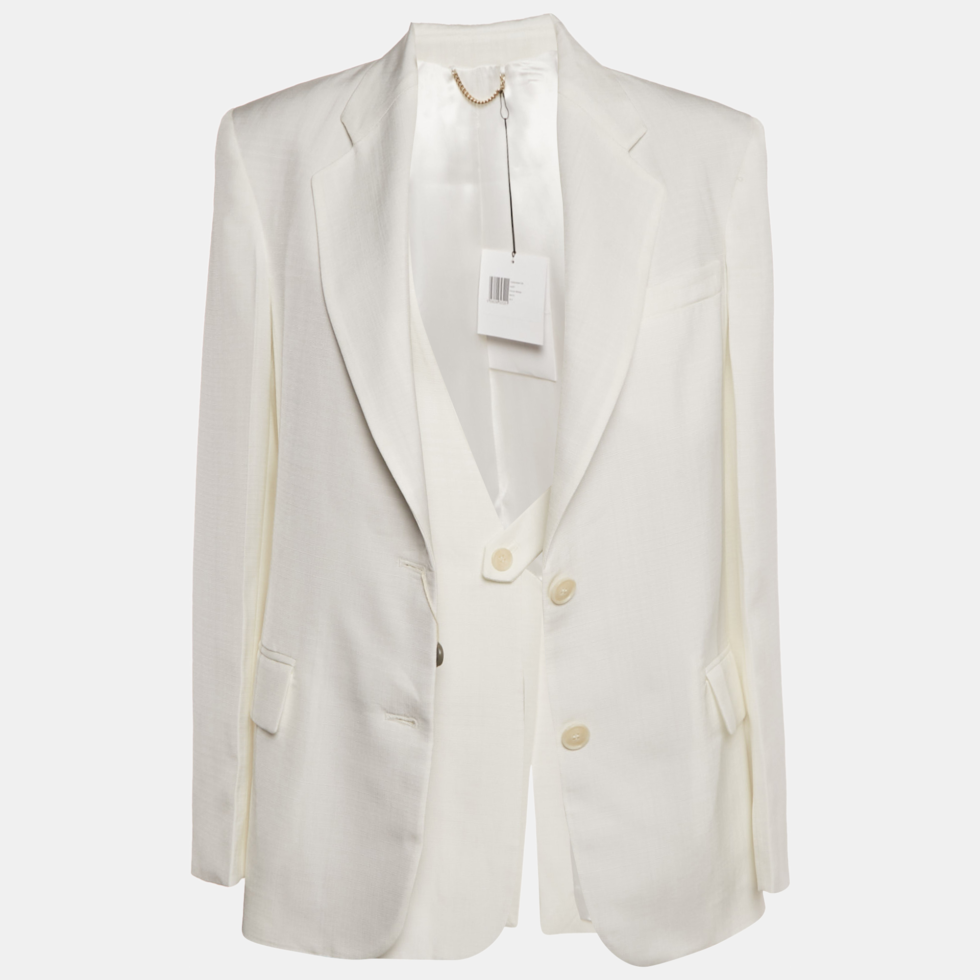 

Victoria Beckham White Crepe Single Breasted Blazer S