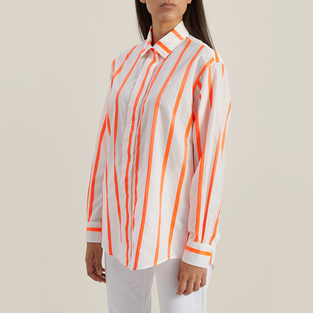 

Victoria Beckham Cream Oversized Striped Button-Down Shirt UK 10