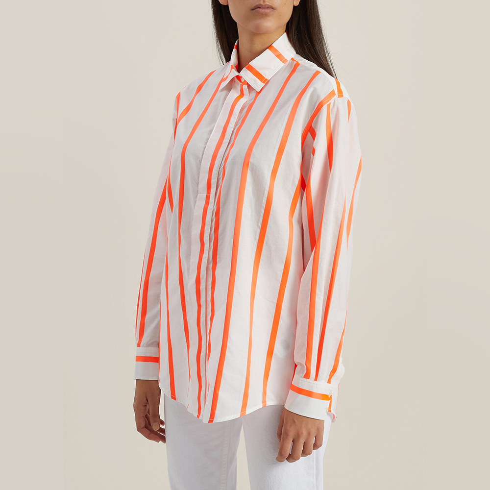 

Victoria Beckham Cream Oversized Striped Button-Down Shirt UK 12