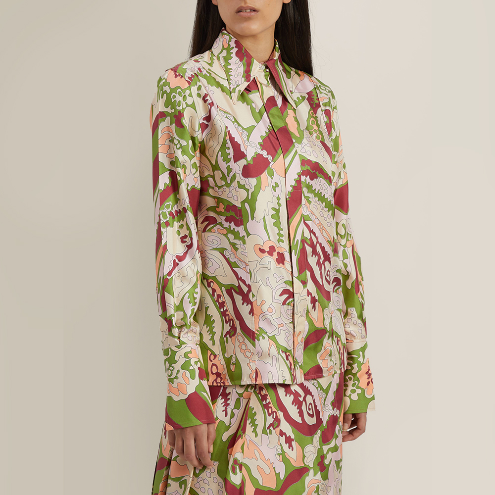 

Victoria Beckham Multicoloured 70'-Print Full-Sleeve Silk Shirt UK 6, Multicolor