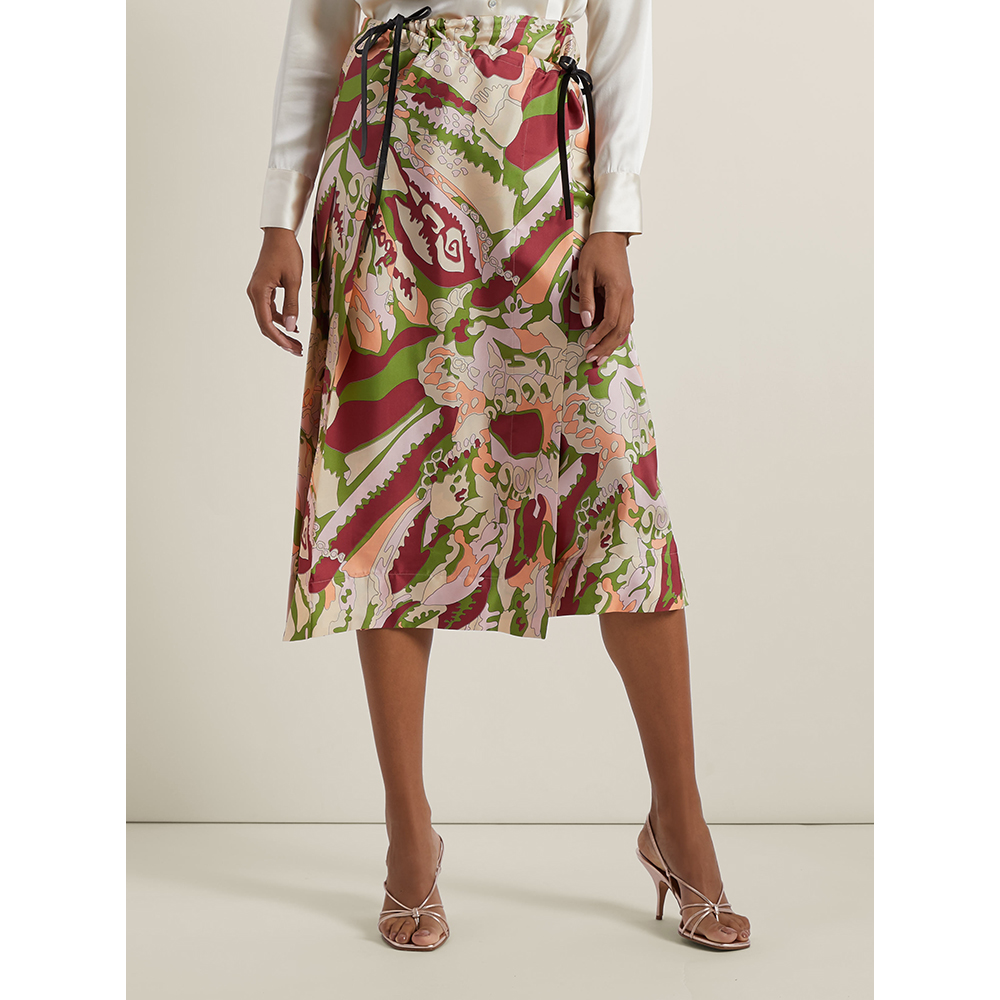 

Victoria Beckham Multicoloured 70s-Print Pleated Wrap Skirt UK 16, Multicolor