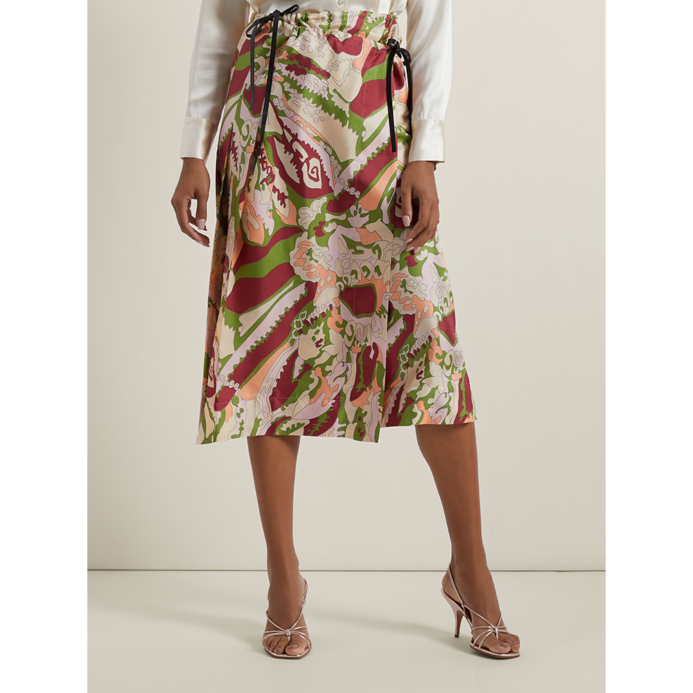 

Victoria Beckham Multicoloured 70s-Print Pleated Wrap Skirt UK 6, Multicolor