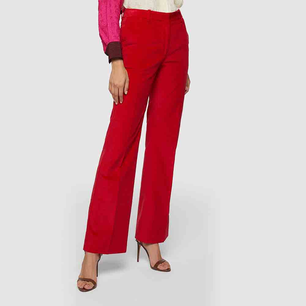 

Victoria Beckham Red High Waist Flared Cotton Trousers UK 12