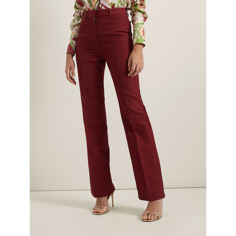 

Victoria Beckham Red Straight-Leg Wool-Blend Trousers UK 16