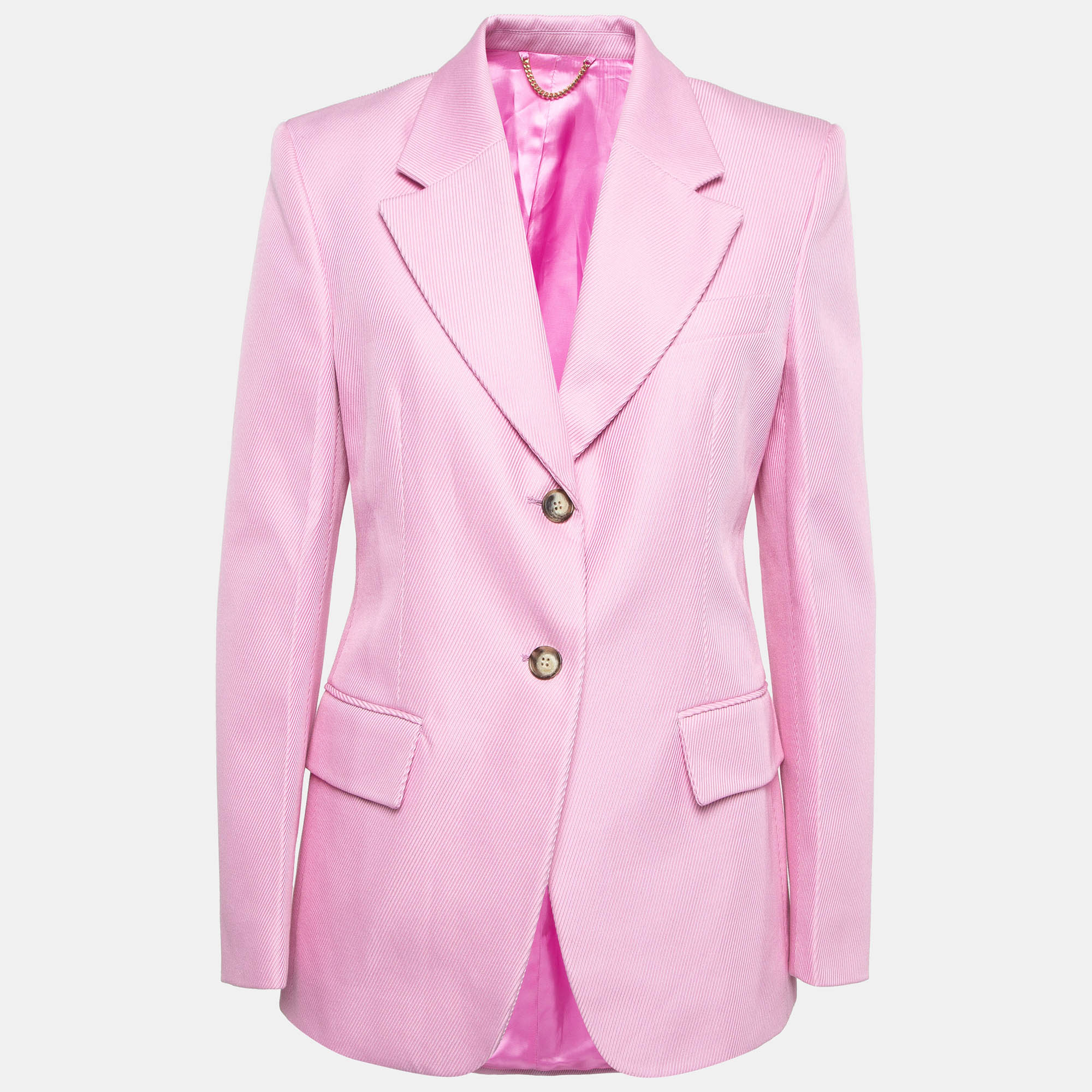 

Victoria Beckham Pink Jumbo Twill Single Button Jacket M