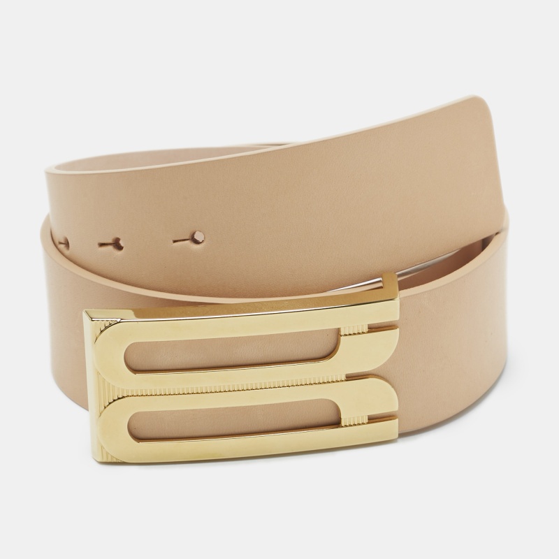 Victoria Beckham Tan Leather Jumbo Frame Buckle Belt M