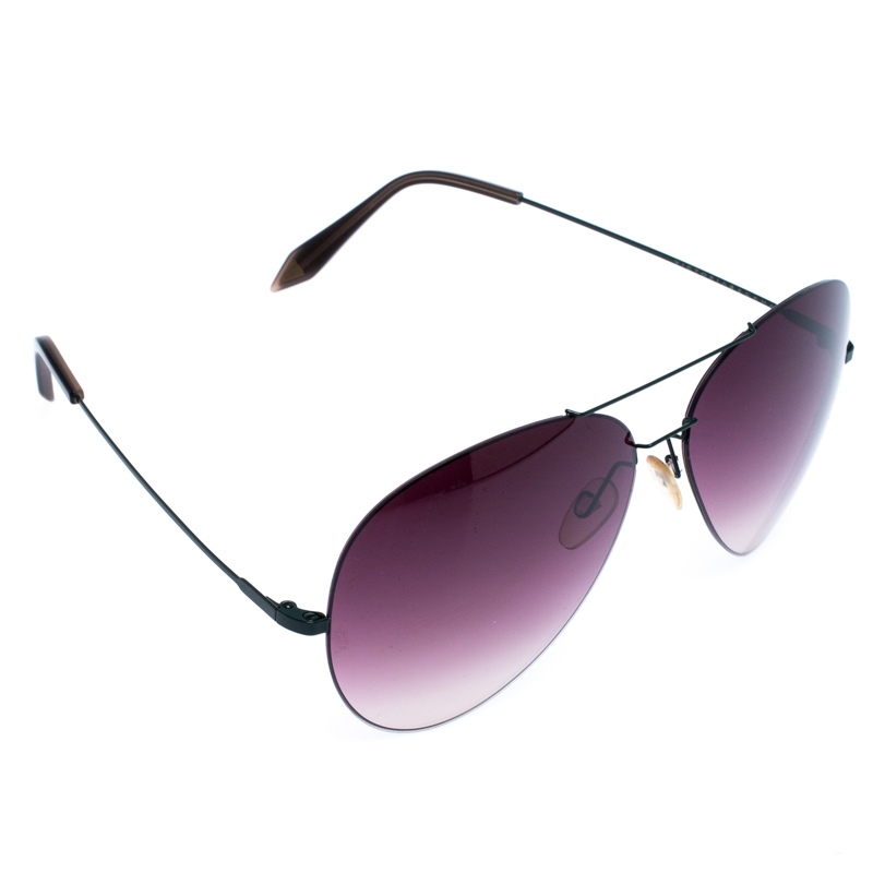 Victoria Bekham Green/Dark Purple Gradient Aviator Sunglasses