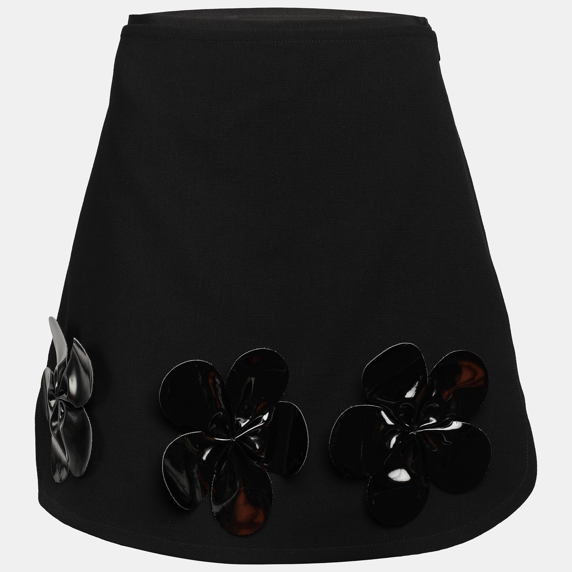 

Victoria Beckham Black Wool Floral Detail Mini Skirt M