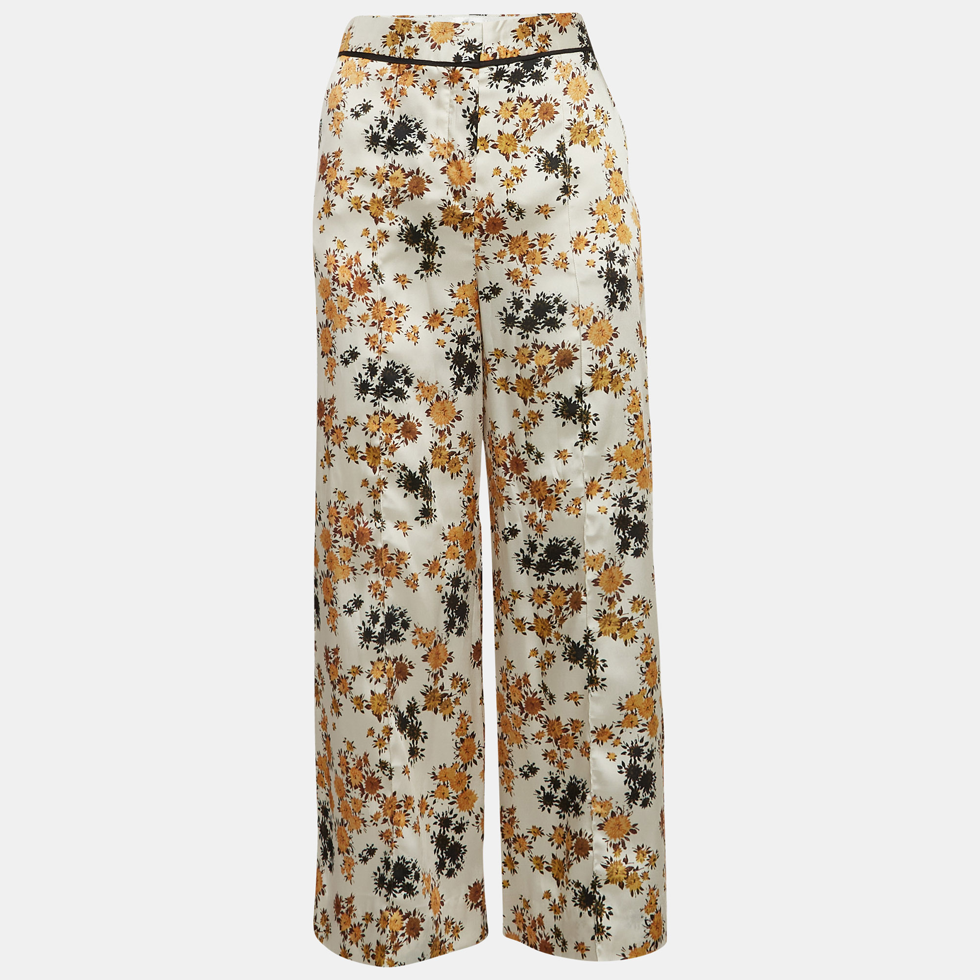 

Victoria Victoria Beckham Off-White Floral Print Satin Trousers S