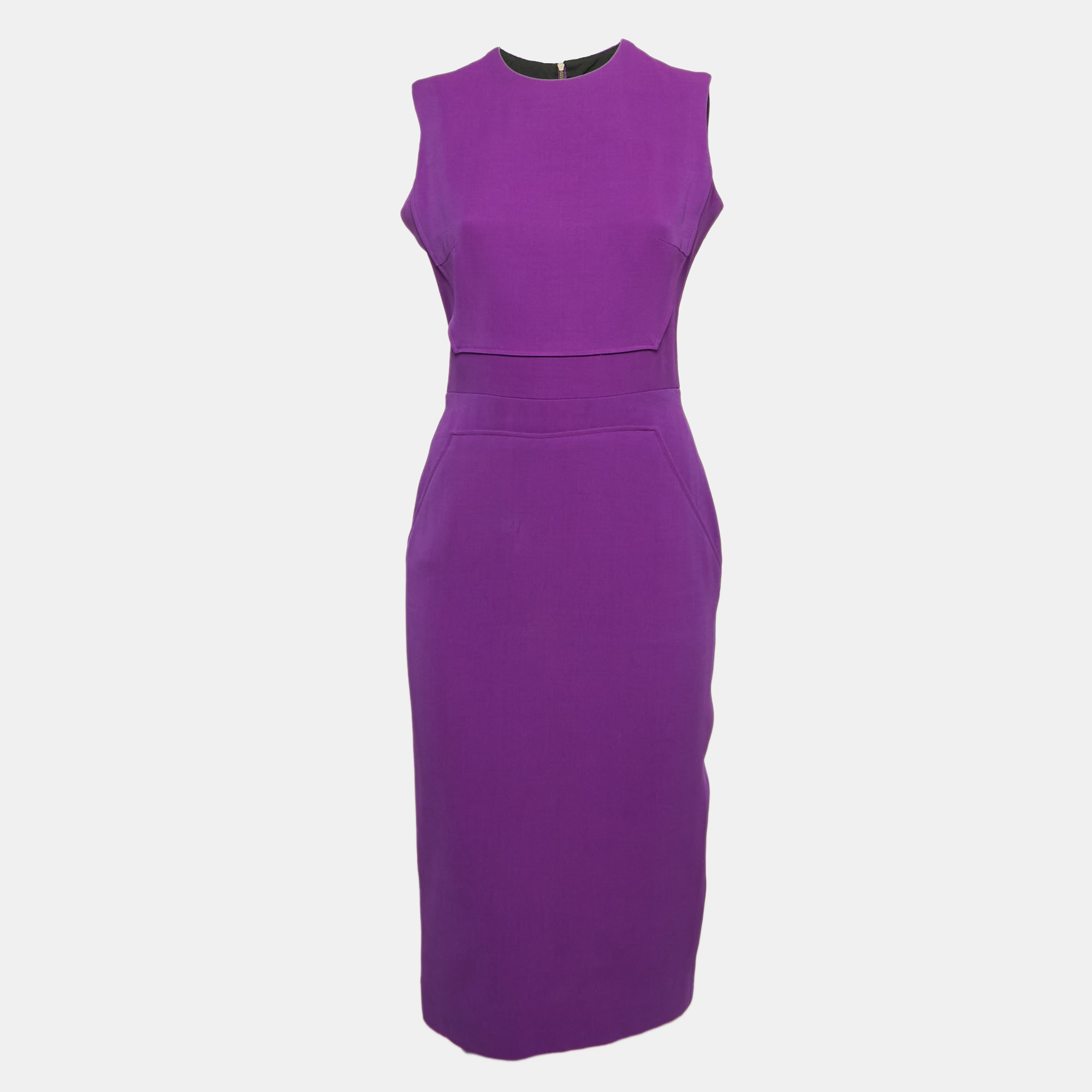 

Victoria Beckham Purple Silk Blend Sleeveless Sheath Dress M