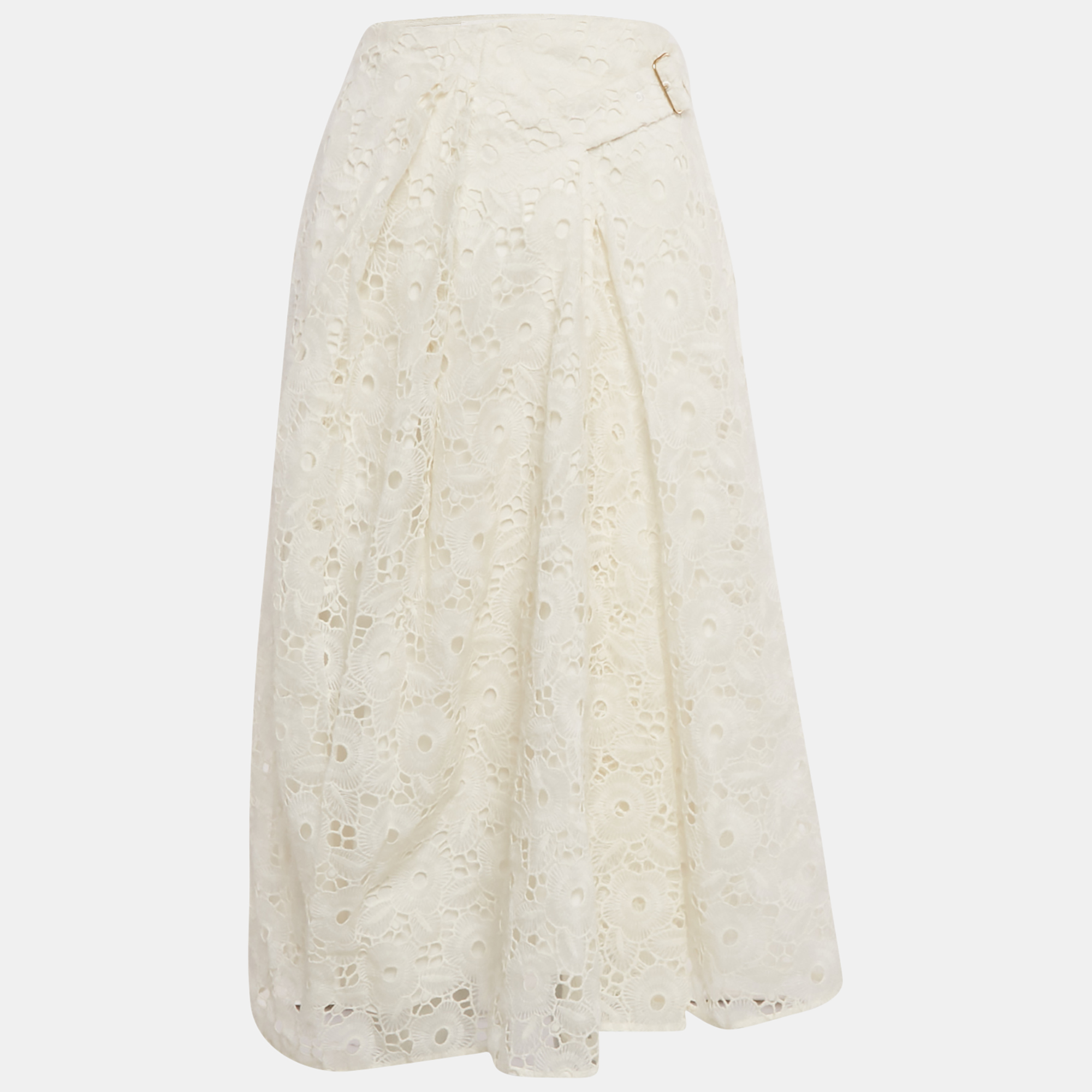 

Victoria Beckham White Floral Lace Wrap Maxi Skirt S