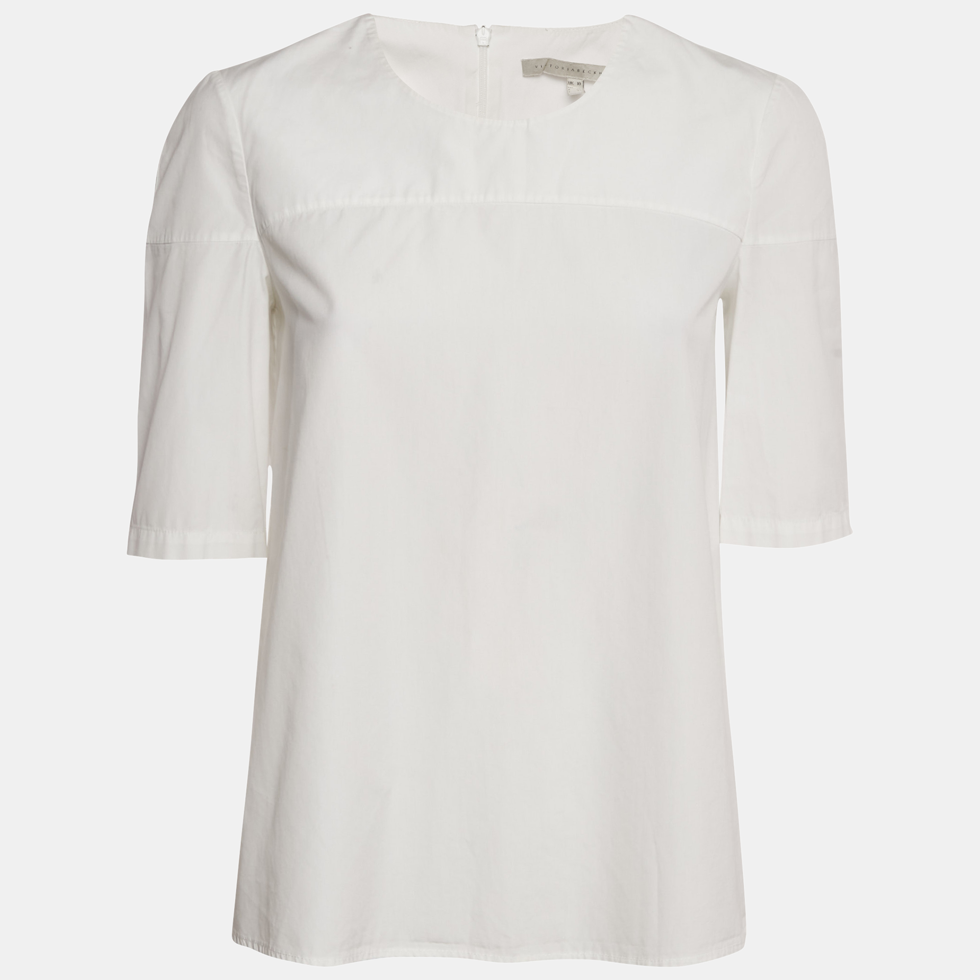 

Victoria Beckham White Cotton Open Back Blouse M