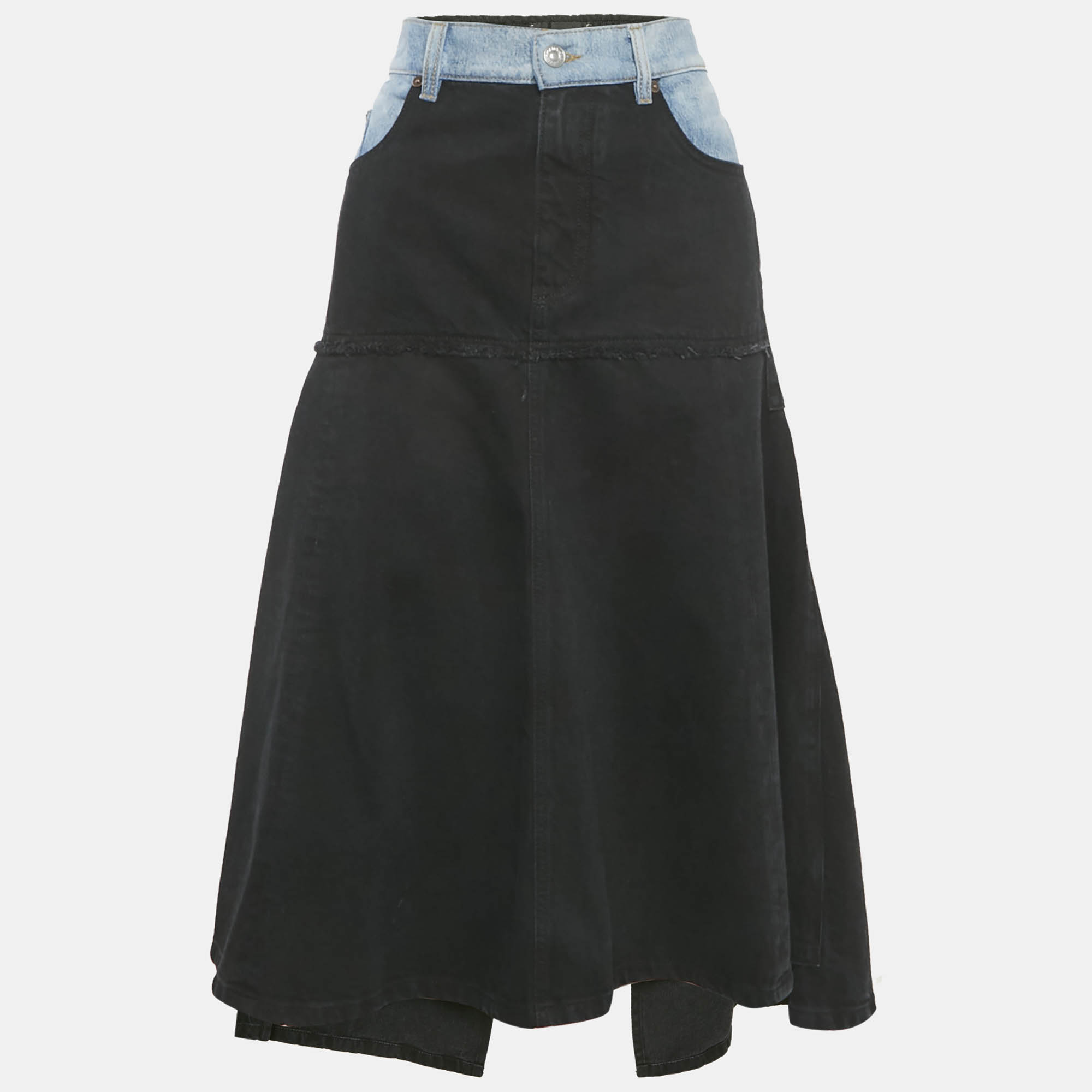 

Victoria Beckham Blue/Black Denim Midi Skirt L