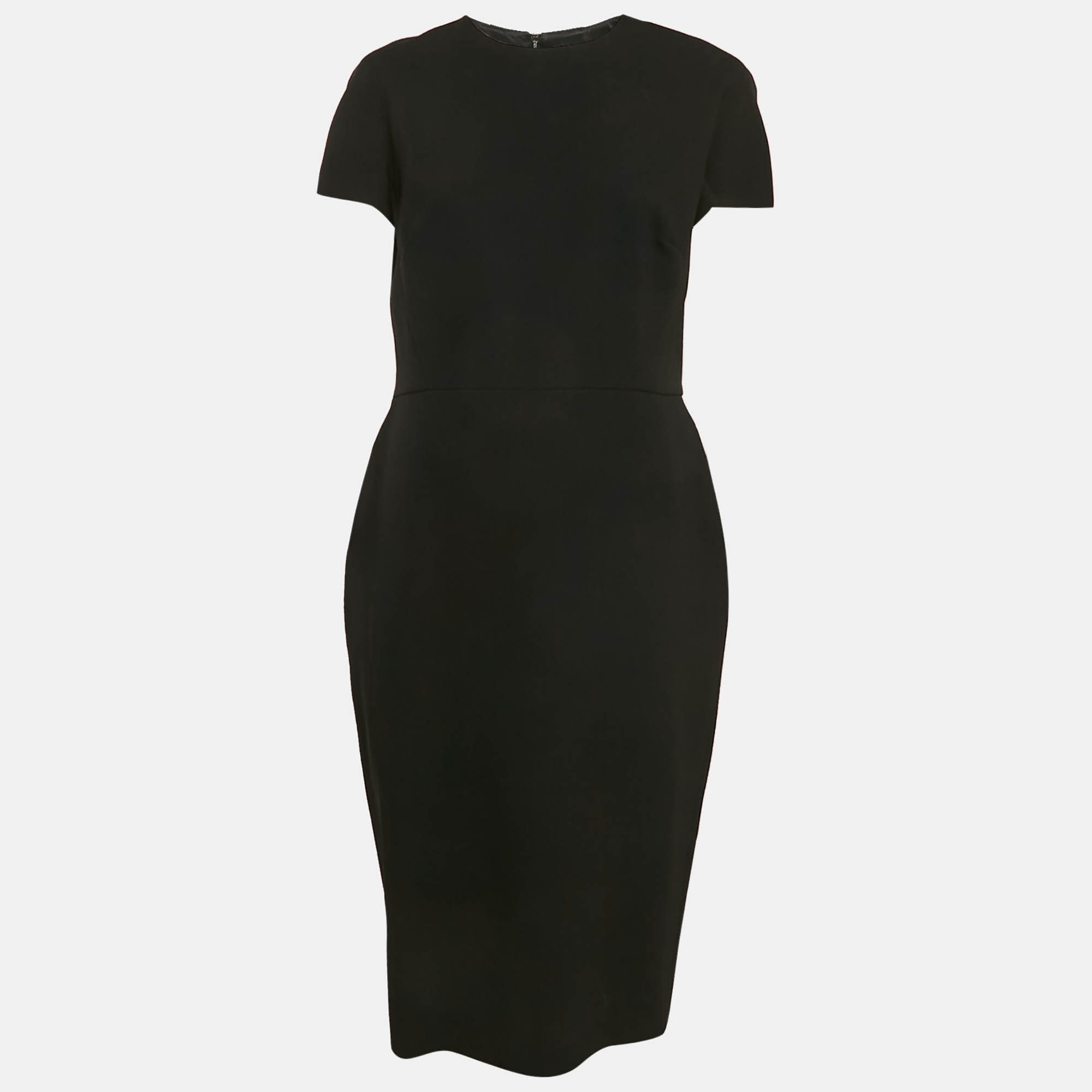 

Victoria Beckham Black Crepe Midi Dress L