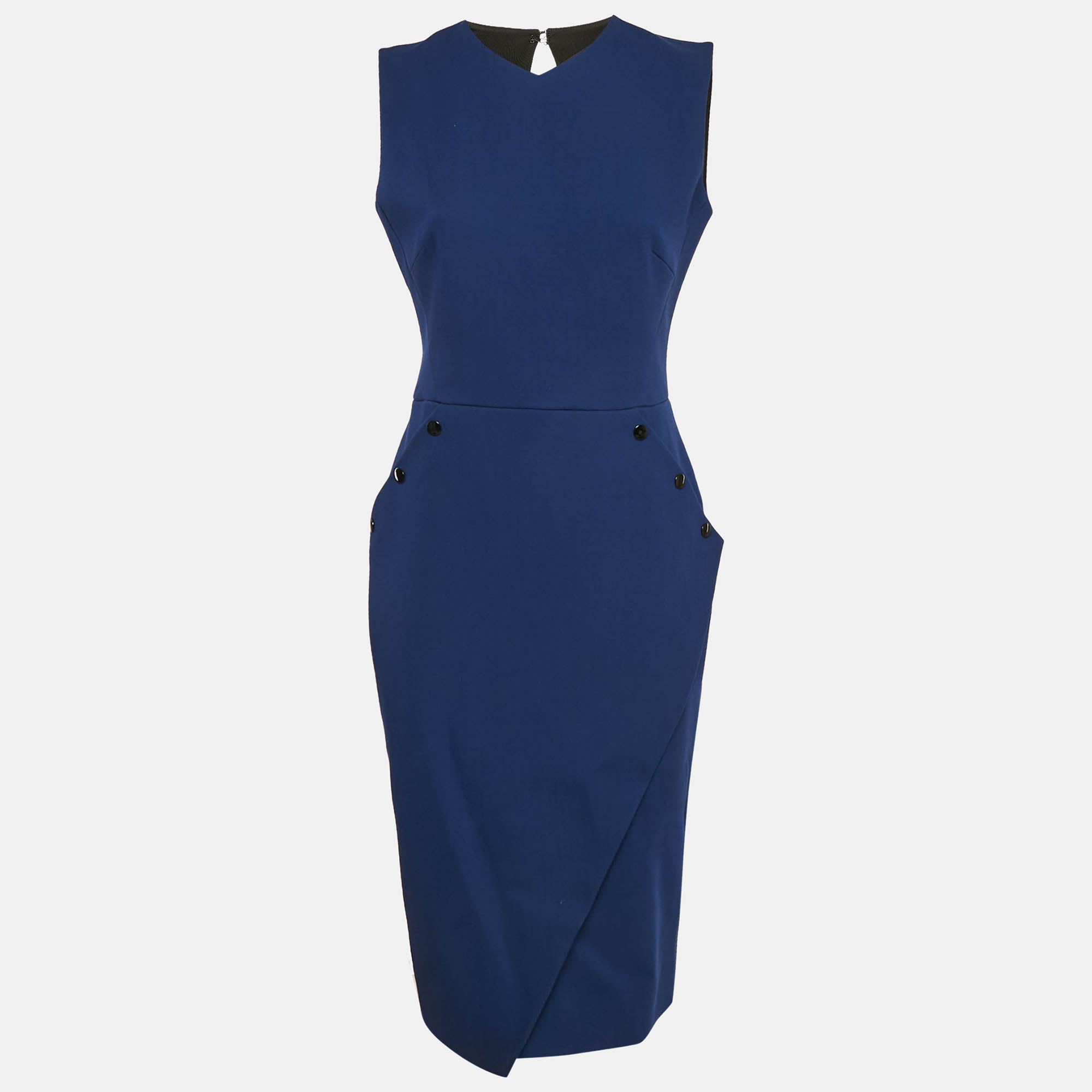

Victoria Beckham Blue Wool Sleeveless Midi Dress M